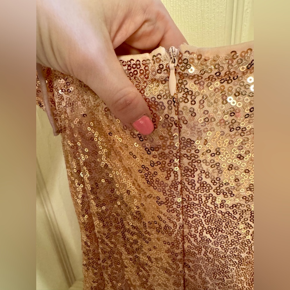 Surplice Neck Tie Shoulder Wrap Hem Sequins Dress - Picture 4 of 7